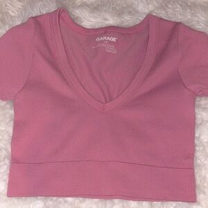 Garage Pink Plunge Crop Top